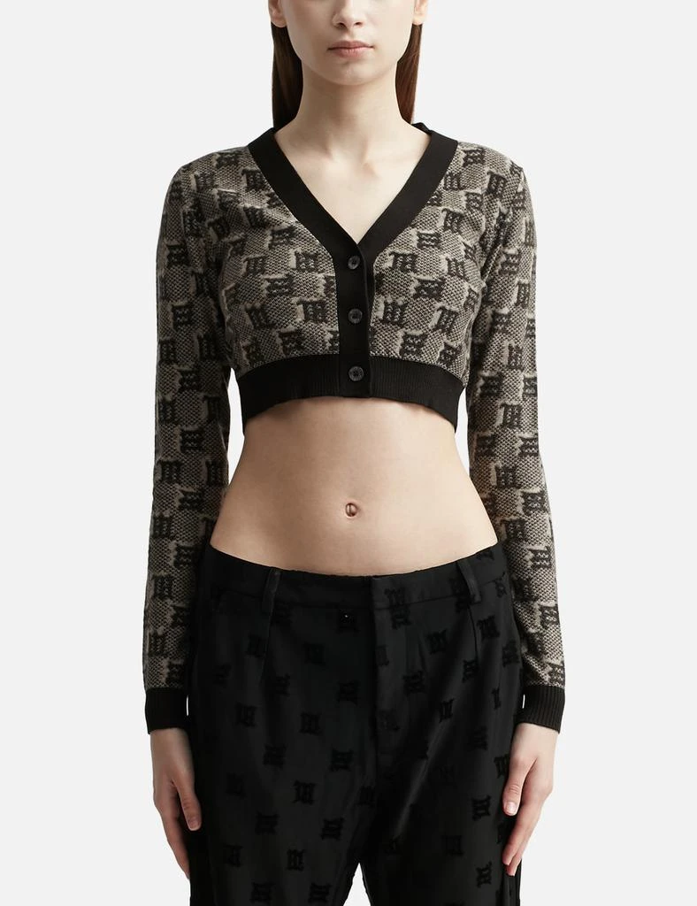 Misbhv Silk Wool Knitted Monogram Cropped Cardigan 1