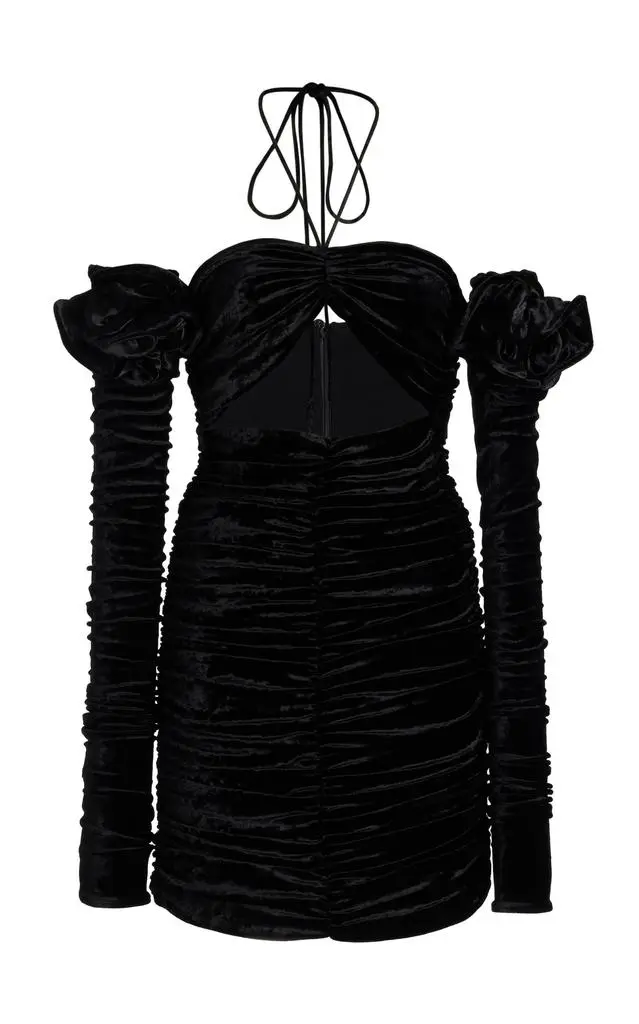 Magda Butrym Magda Butrym - Ruched Velour Mini Dress - Black - FR 34 - Moda Operandi 1