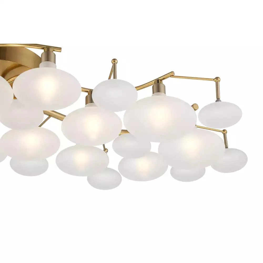 Possini Euro Design Warm Brass 12-Light Frosted Glass Shade 30.25" Wide Modern Fixture Ceiling Light Semi Flush Mount 3