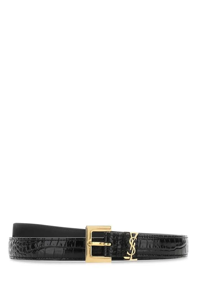 Yves Saint Laurent Saint Laurent Logo Plaque Square Buckled Embossed Belt 1