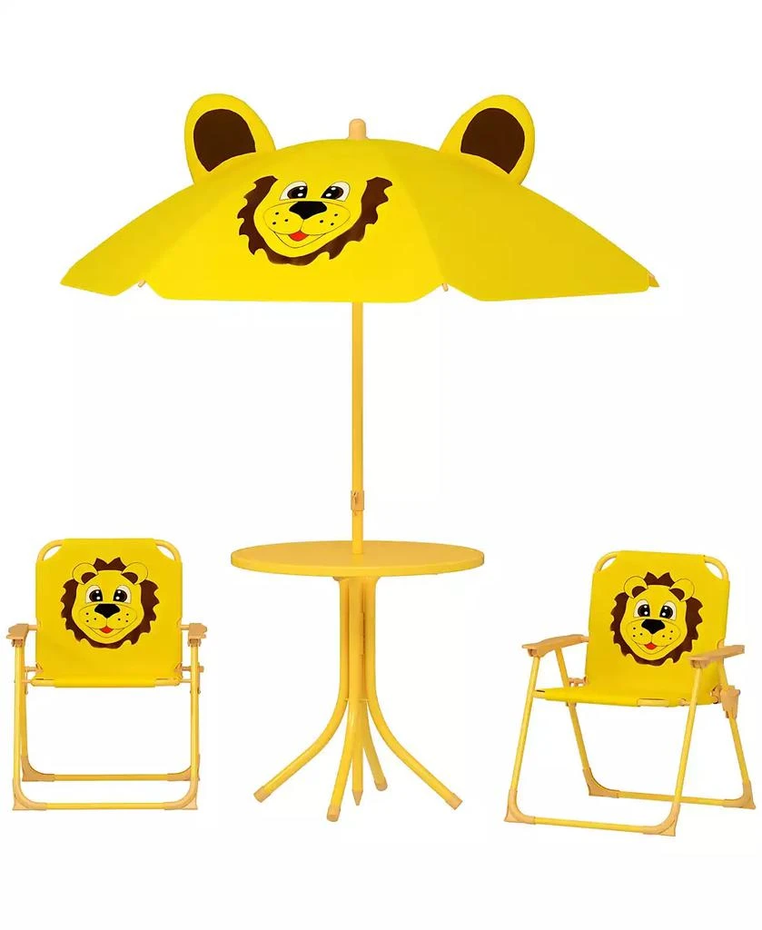 HONGGE Kids Picnic Table and Chair Set with Adjustable Umbrella