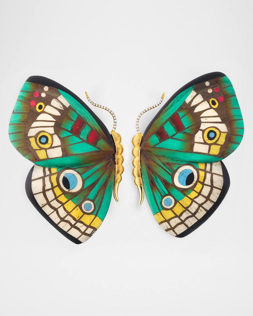 Silvia Furmanovich Butterfly Marquetry Earrings with Diamonds and Kyanite