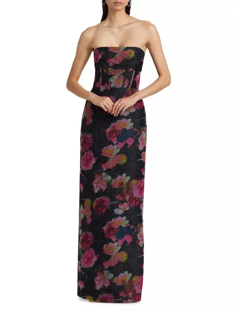 Monique Lhuillier Demi Floral Organza Strapless Gown 3