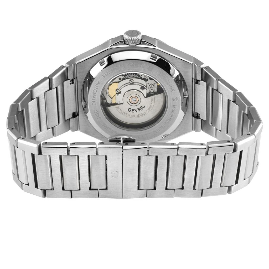 Gevril Men's High Line Automatic Watch Stainless Steel Case, Top ring in Black Sapphire Crystal, Stainless Steel Bracelet 3