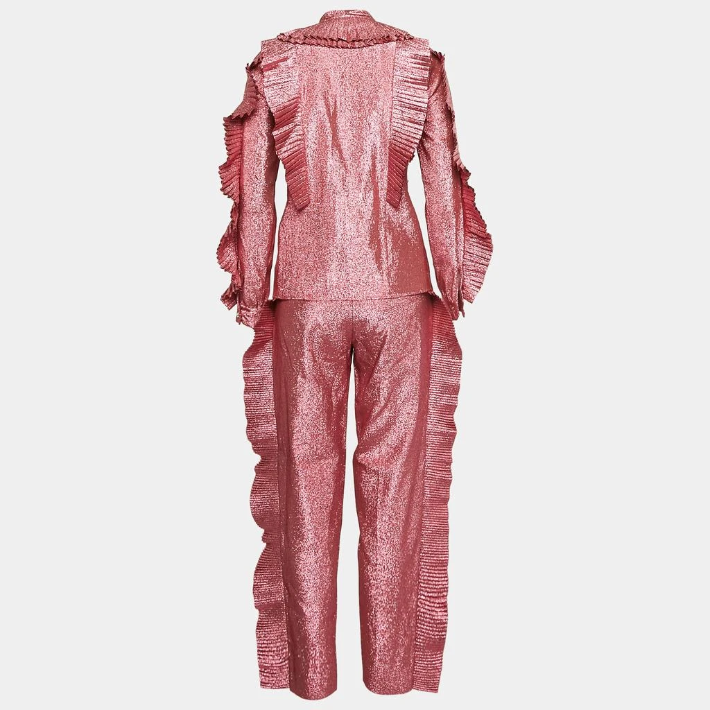 Gucci Gucci Pink Lurex Ruffle Detail Pants and Shirt Set S 2