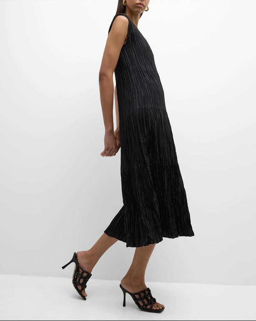 Eileen Fisher Tiered A-Line Crinkled Silk Midi Dress 7