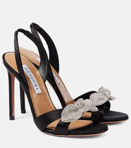 Aquazzura Very Bow Tie 105 embellished satin sandals 1