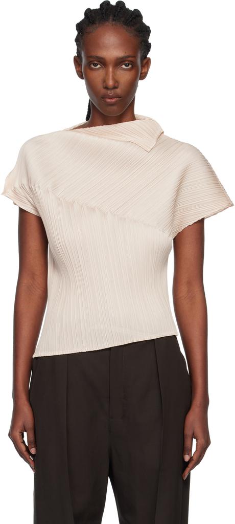 Pleats Please Beige Leap Top - Free Shipping - BeyondStyle