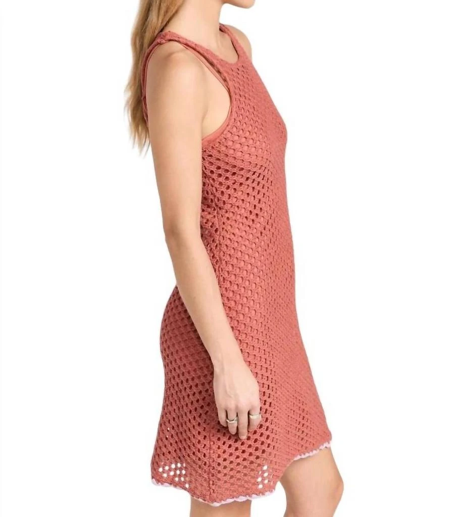 MINKPINK Carver Crochet Mini Dress In Rust/pink 2