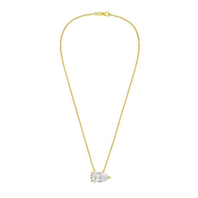 Diana M Jewels 14kt yellow gold lab grown pear shape east west diamond pendant weighing 5.00 ct in a prong setting 2