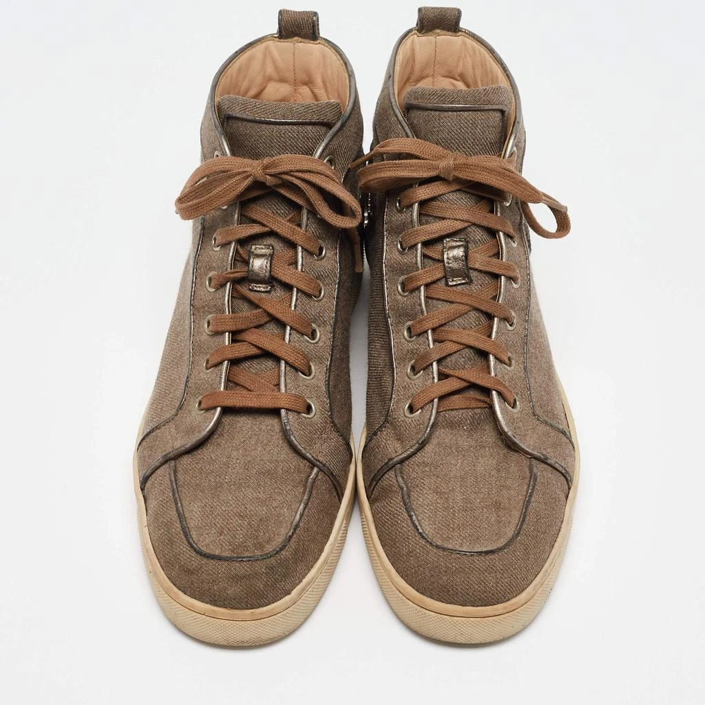 Christian Louboutin Christian Louboutin Brown Canvas and Leather Rantus Orlato High Top Sneakers Size 41 3