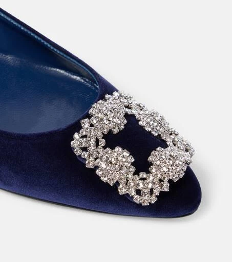 Manolo Blahnik Hangisi embellished velvet ballet flats 5