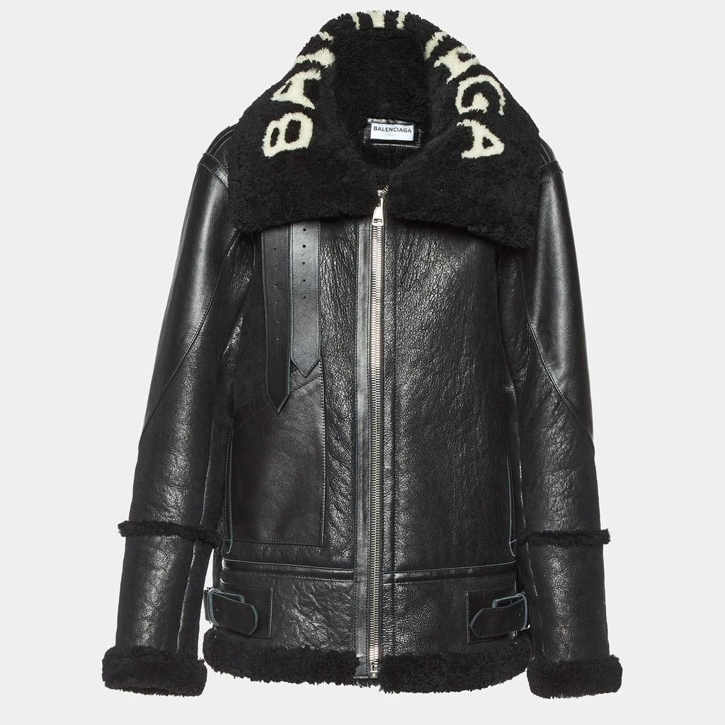 Balenciaga Balenciaga Black Leather and Shearling Oversized Jacket L 1