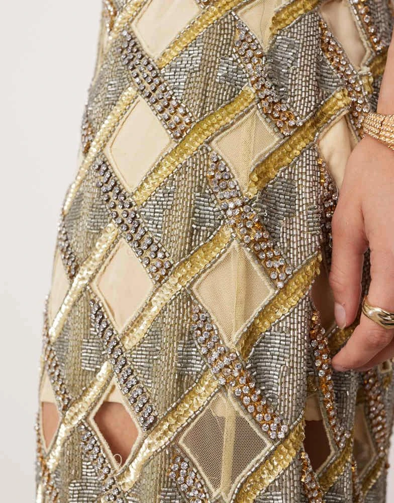 ASOS ASOS EDITION embellished cutwork halterneck maxi dress in gold 3