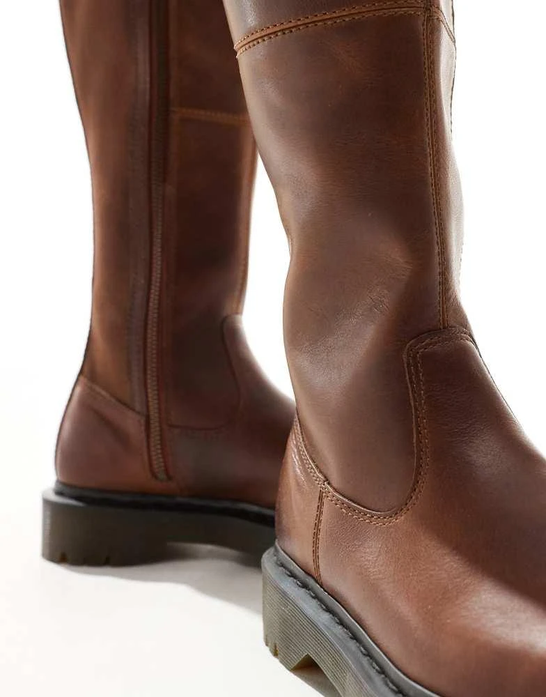 Dr. Martens Dr Martens Amaayah hi riding boots in tan leather 4