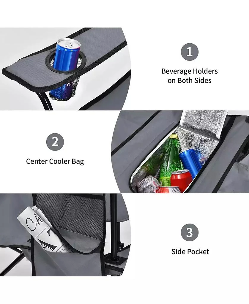 KUYOTQ Portable Folding Picnic Double Chair With Umbrella 5