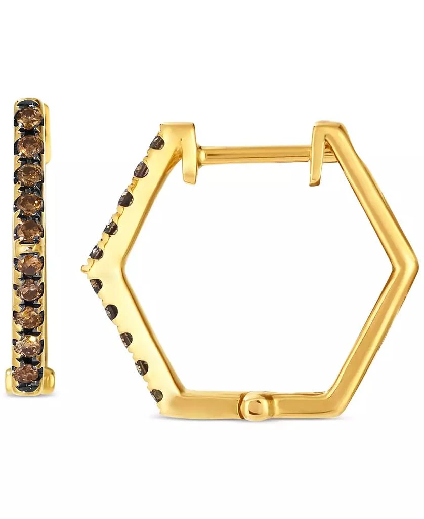 Le Vian Chocolatier® Chocolate Diamond Hexagon Small Hoop Earrings (1/5 ct. t.w.) in 14k Gold, 0.65" 2