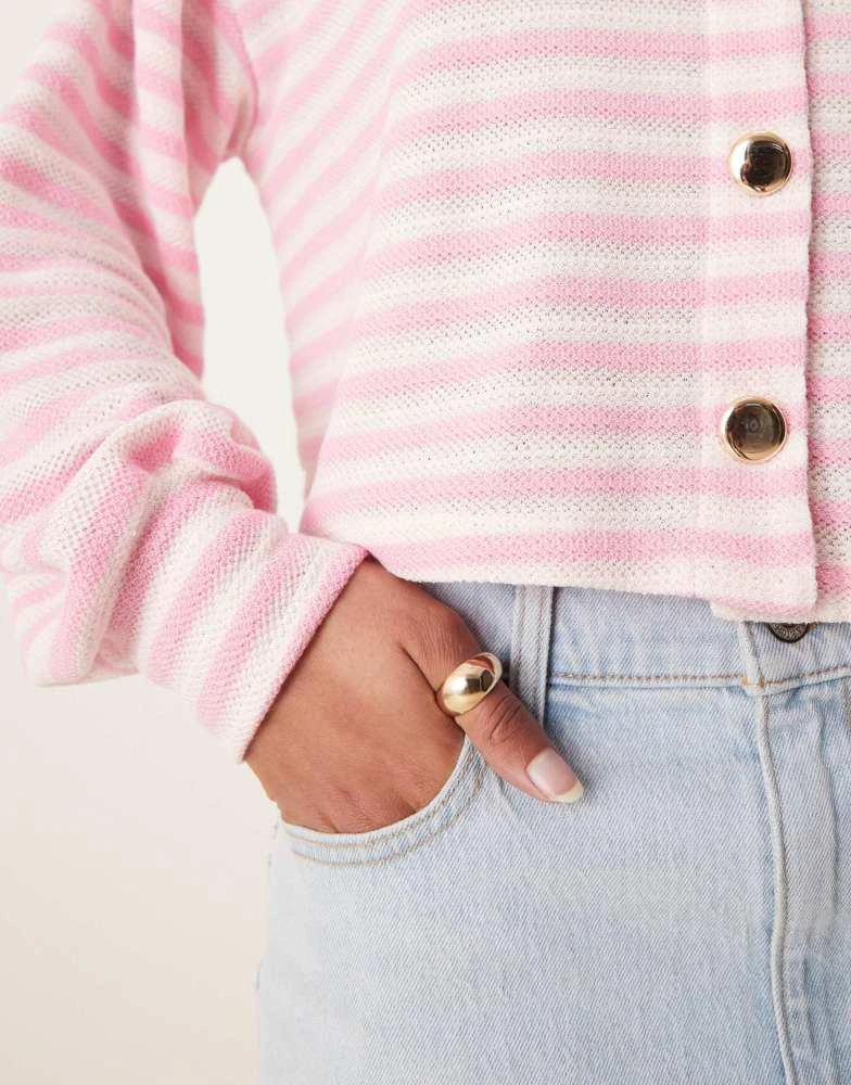 ASOS ASOS DESIGN long sleeve cardigan  in pink stripe 2
