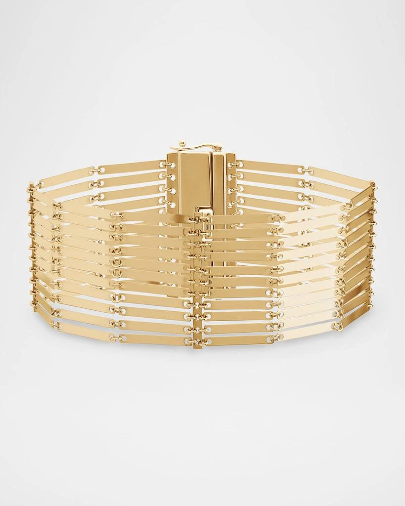 LANA Laser-Cut Rectangle Chainmail Bracelet in 14K Gold
