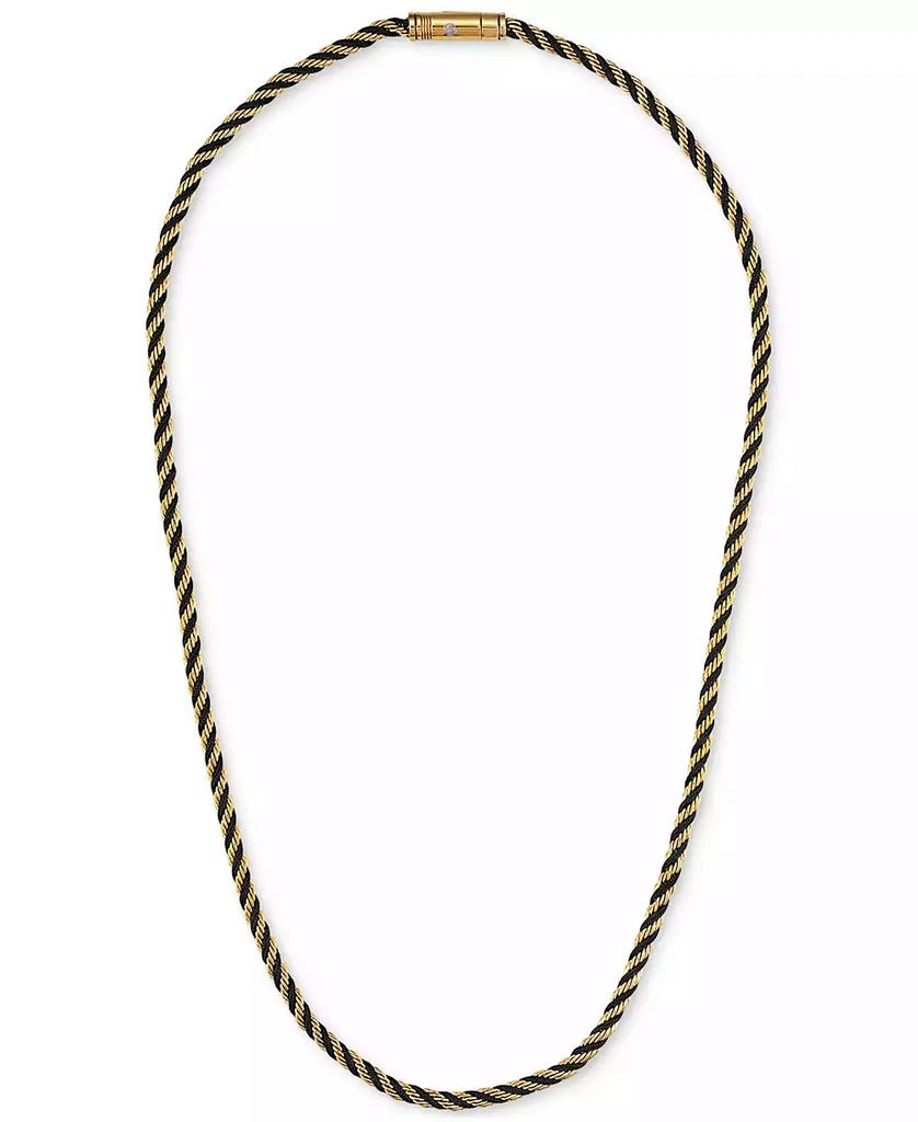Esquire Men's Jewelry Black Cord Intertwined Rope Link 22" Chain Necklace in Gold-Tone Ion-Plated Stainless Steel, Exclusively at Macy's 3