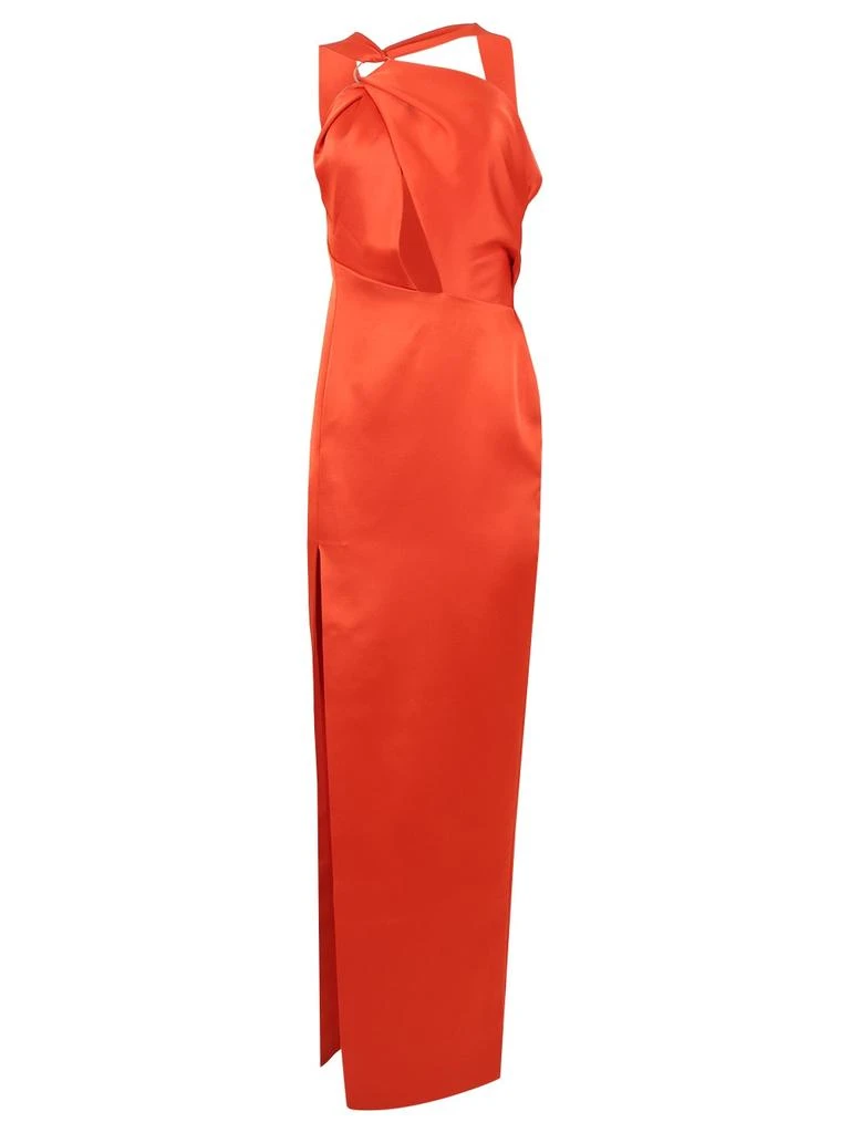 RASARIO Draped Satin Asymmetric Cut-out Gown With Ring 1