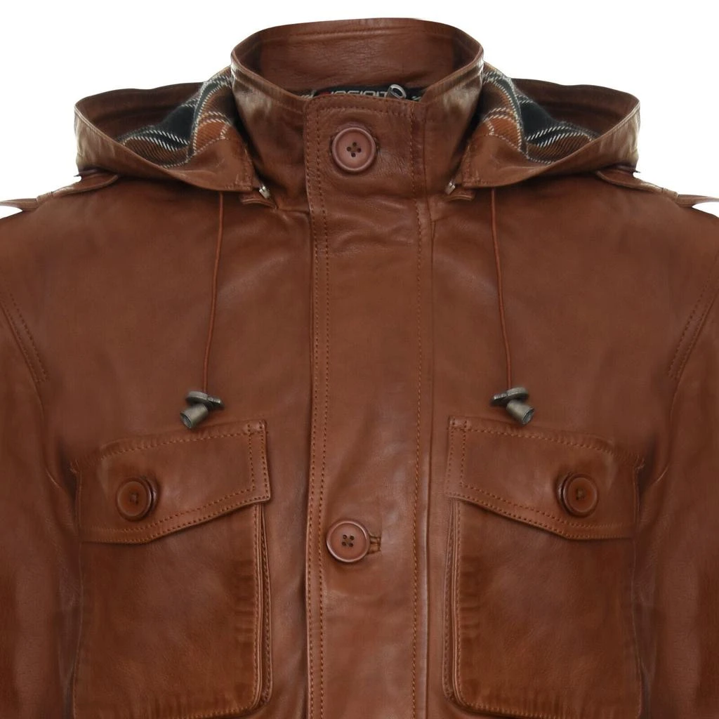 Infinity Leather Mens Leather Hooded Trench Coat-Medellin 2
