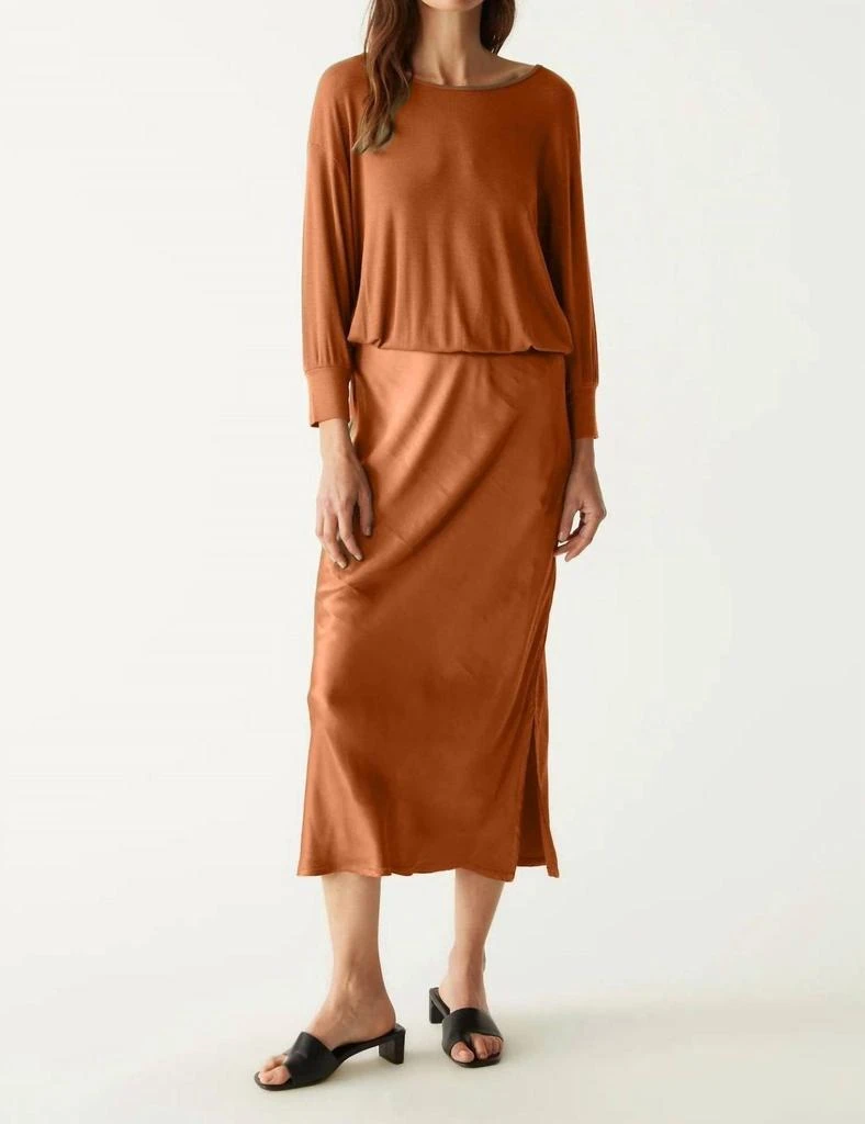 Michael Stars Michael Stars - Nadia Mixed Fabric Satin Dress 1