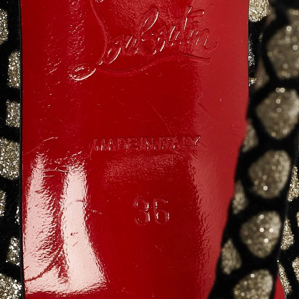 Christian Louboutin Christian Louboutin Black/Gold Glitter and Patent Leather Geo Pumps Size 36 8