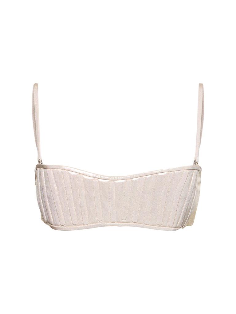 MUGLER Lamé Jersey Bandeau Bikini Top