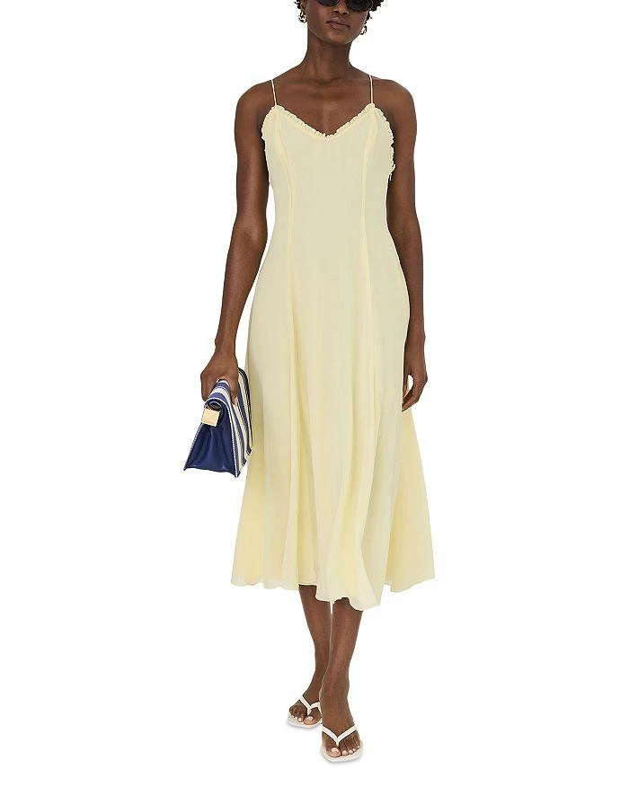 knee length dresses for ladies Mac Duggal Ruffle Floral Square Neck Midi Dress