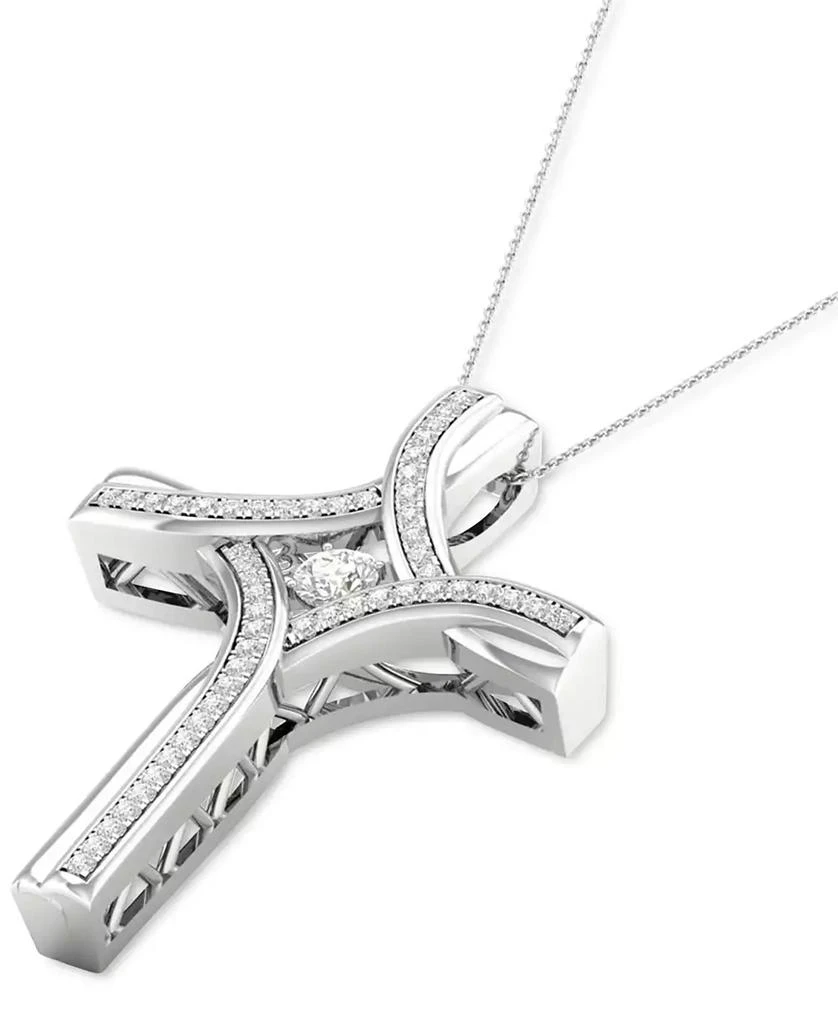 Macy's Twinkling Diamond Star Diamond Cross 18' Pendant Necklace (1/5 ct. t.w.) in 10k White Gold 4