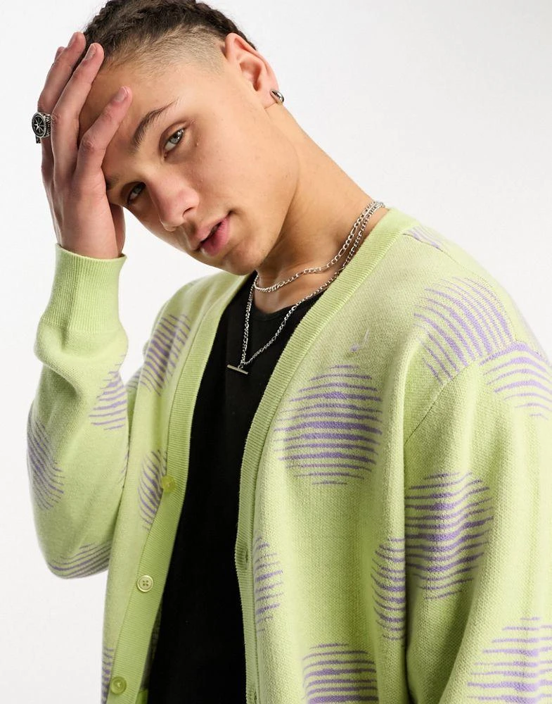 Obey Obey oval cardigan in green 4