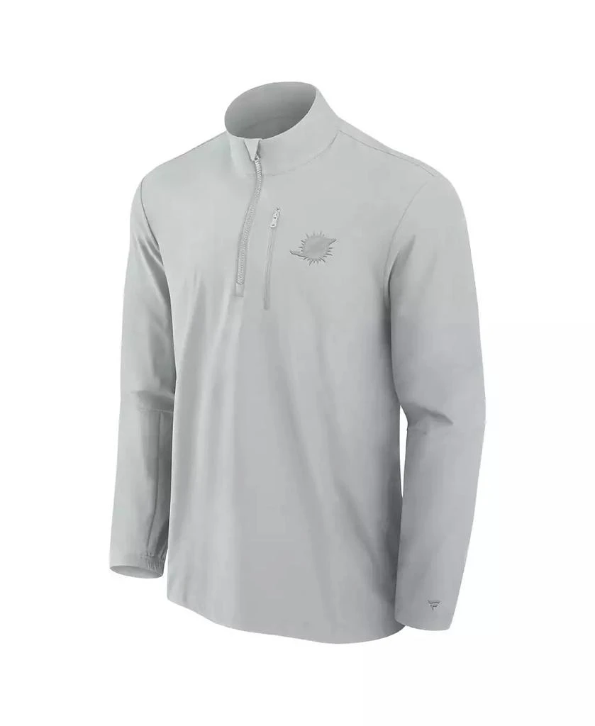 Fanatics Men's Gray Miami Dolphins Front Office Woven Quarter-Zip Jacket 3