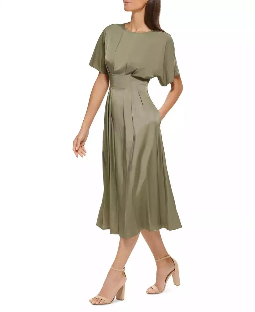 Kensie Women's Dolman-Sleeve Cinched-Waist Midi Dress 8