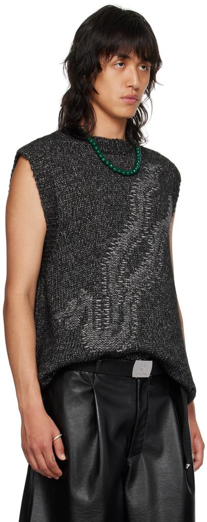 LU'U DAN Black & Gray Intarsia Vest