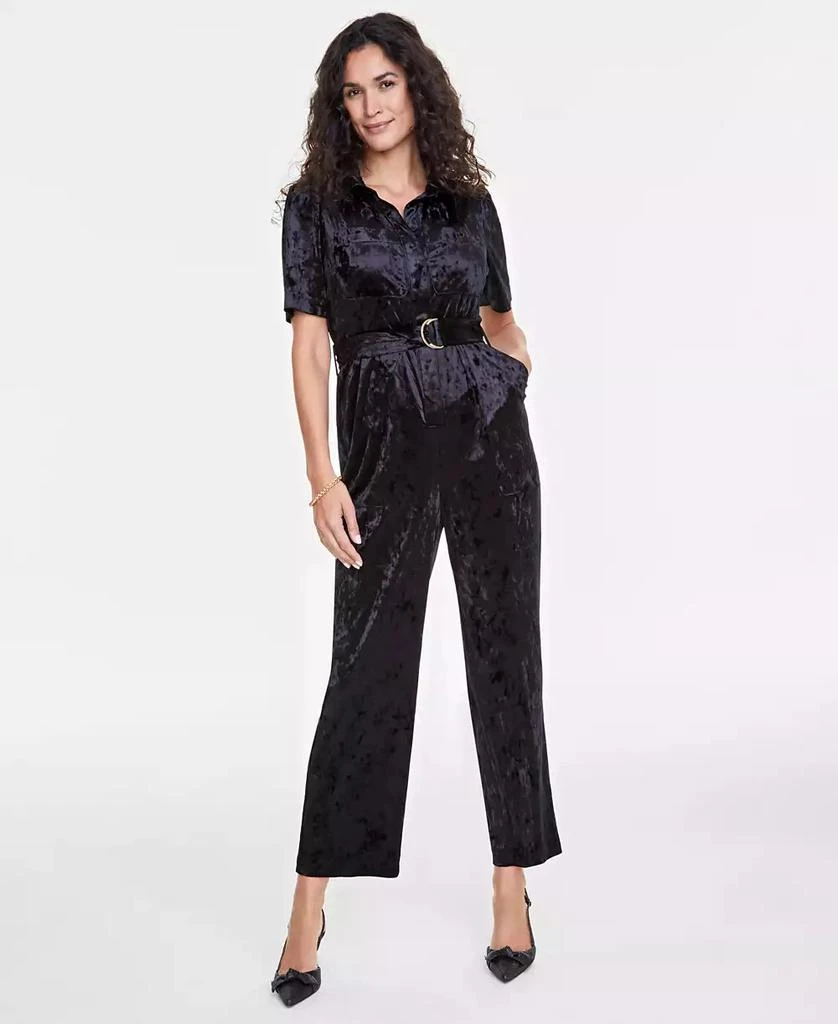 On 34th Women's Velvet Short-Sleeve Jumpsuit, Created for Macy's 1