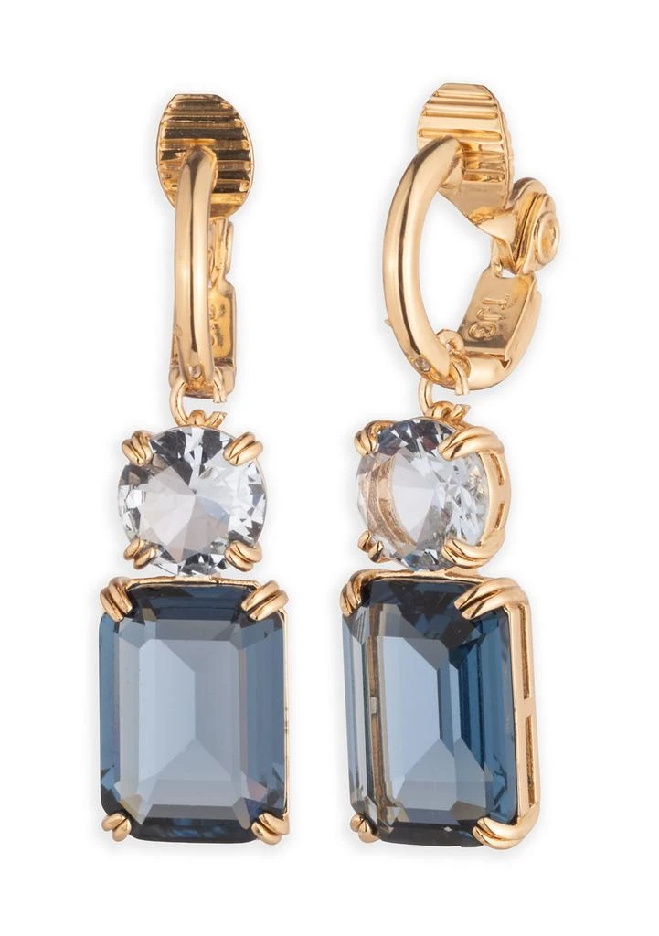 Ralph Lauren Blue Stone Double Drop Comfort Clip Earrings