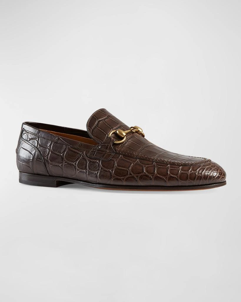 Gucci Men's Jordaan Crocodile Loafers 2