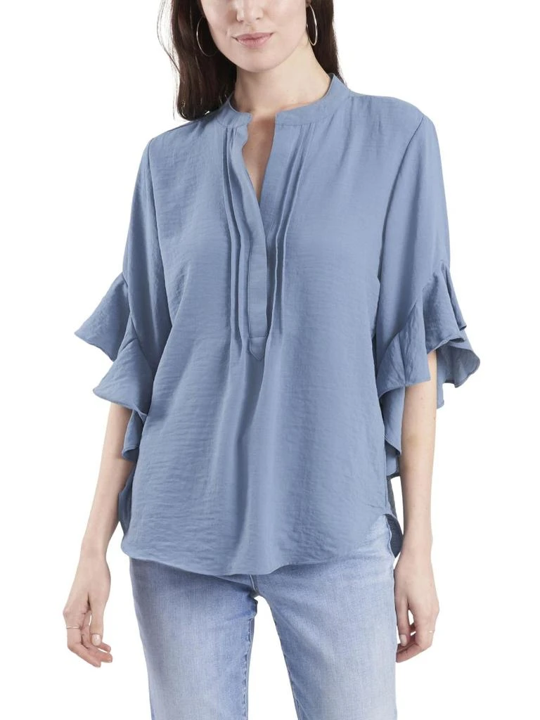 Vince Camuto Womens Ruffle Sleeve Split Neck Blouse 1
