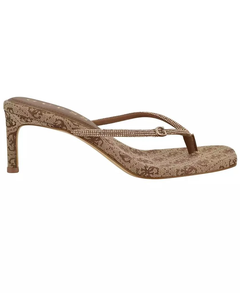GUESS Women's Mayan Rhinestone Thong Kitten Heel Sandals 2