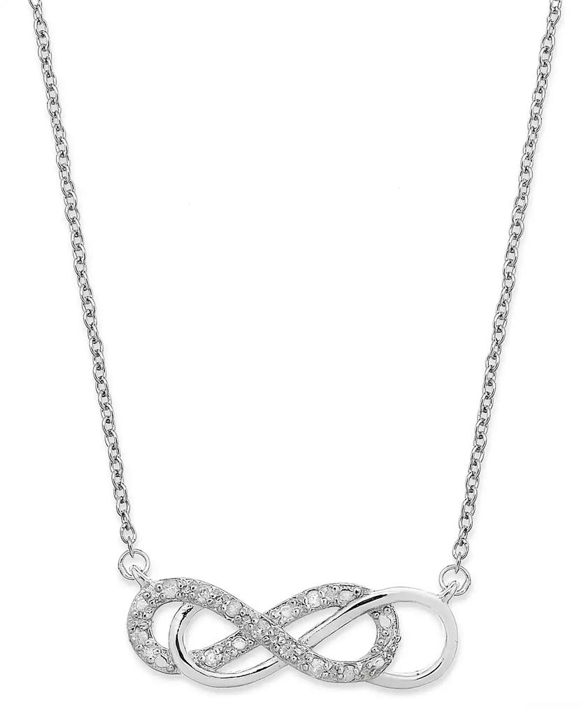 Macy's Diamond Double Infinity Pendant Necklace in Sterling Silver (1/10 ct. t.w.)