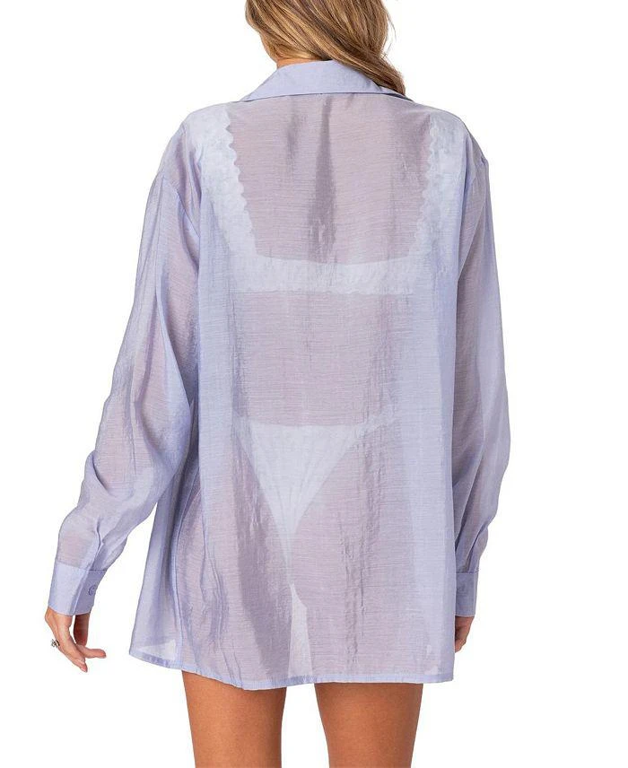 Edikted Bryce Oversized Sheer Button Up Shirt 3