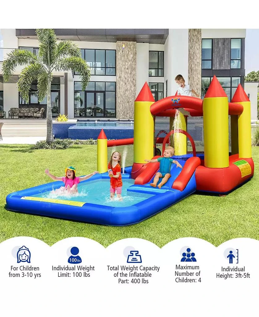 Slickblue Inflatable Water Slide Castle Kids Bounce House with 480W Blower 2