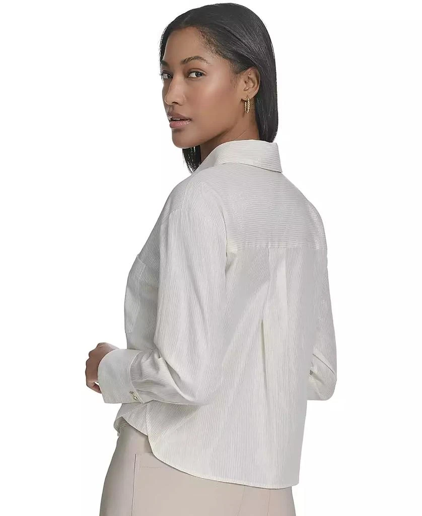 HALSTON Women's Cropped Button-Front Shirt 3