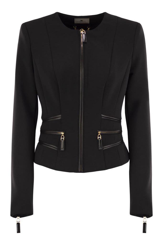 Shop Elisabetta Franchi Zipped Double-Layer Crêpe Jacket on