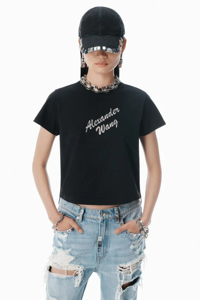 Alexander Wang Black Crystal Hotfix & Cotton Logo Tee 3