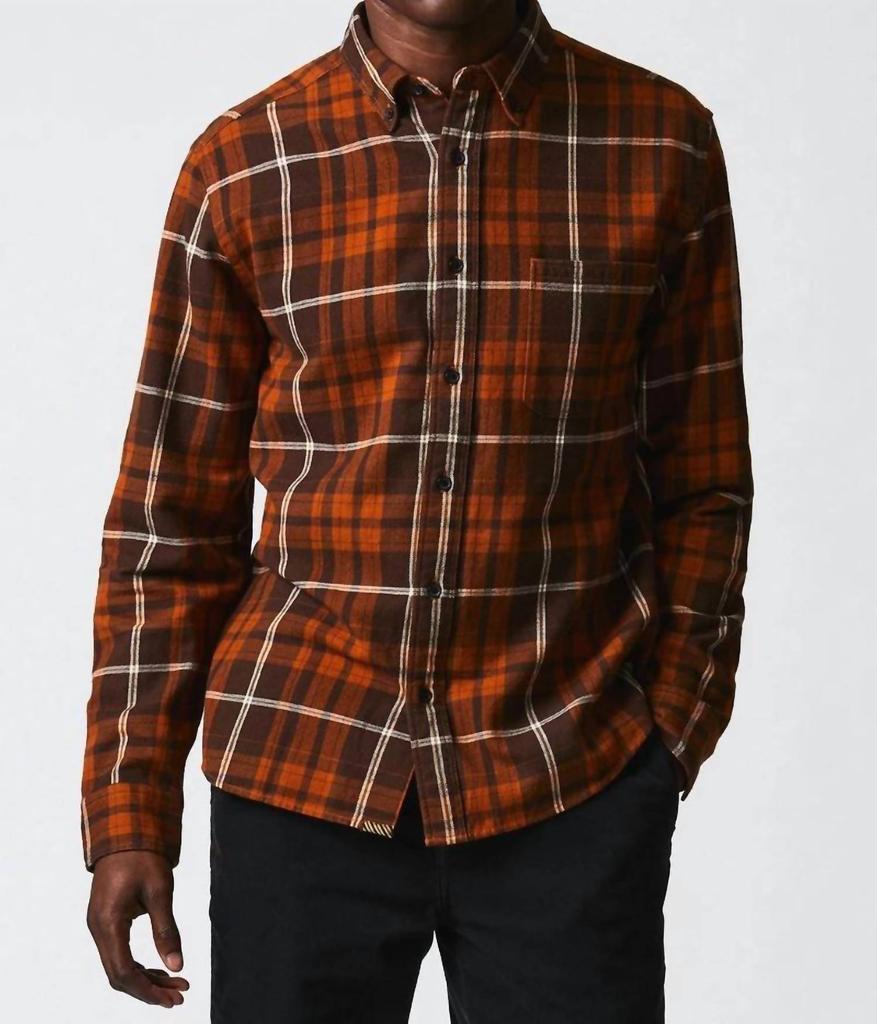 Billy Reid Brushed Bold Tuscumbia Shirt In Orange/rust