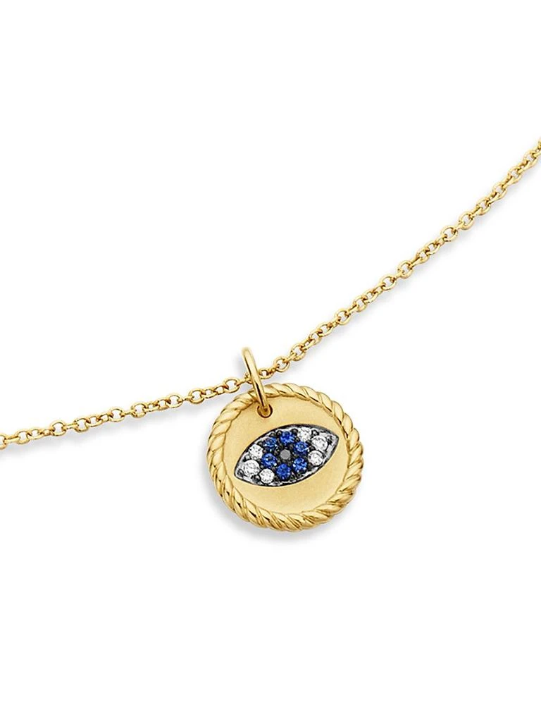 David Yurman Cable Collectibles Evil Eye Necklace in 18K Yellow Gold with Pavé Blue Sapphires and Diamonds, 11mm 5