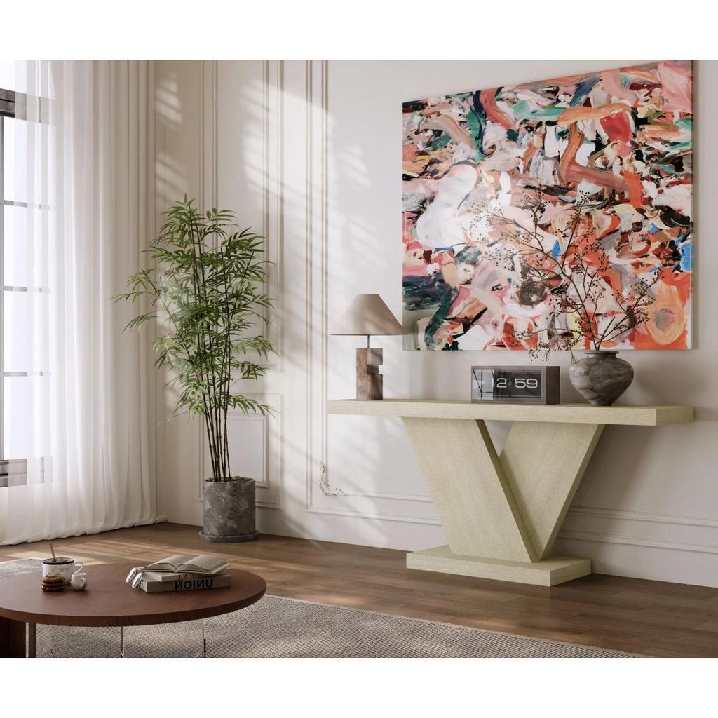 Streamdale Furniture Streamdale Modern X-Leg Console Table with Solid Wood Veneer, Oak Wash 3