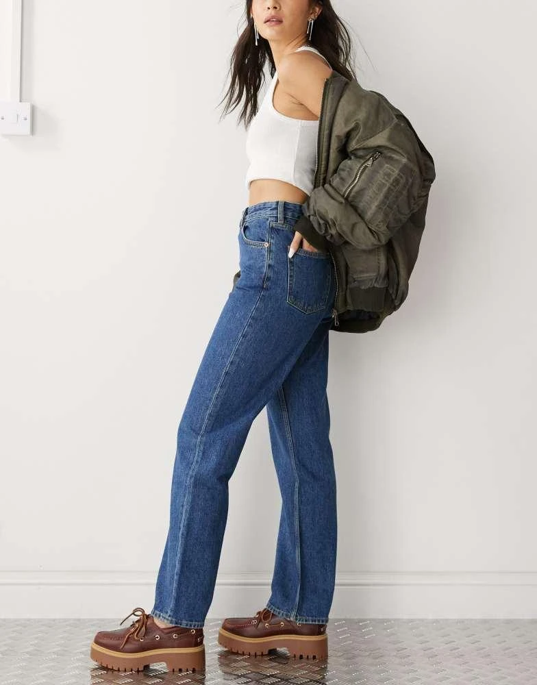 Monki Monki Taiki high waist balloon leg jeans in dark blue 3